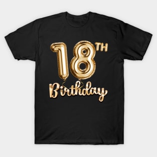 18th Birthday Gifts - Party Balloons Gold T-Shirt